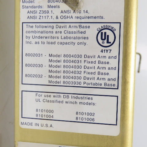 DBI/SALA 8004030 Davit Arm Assembly