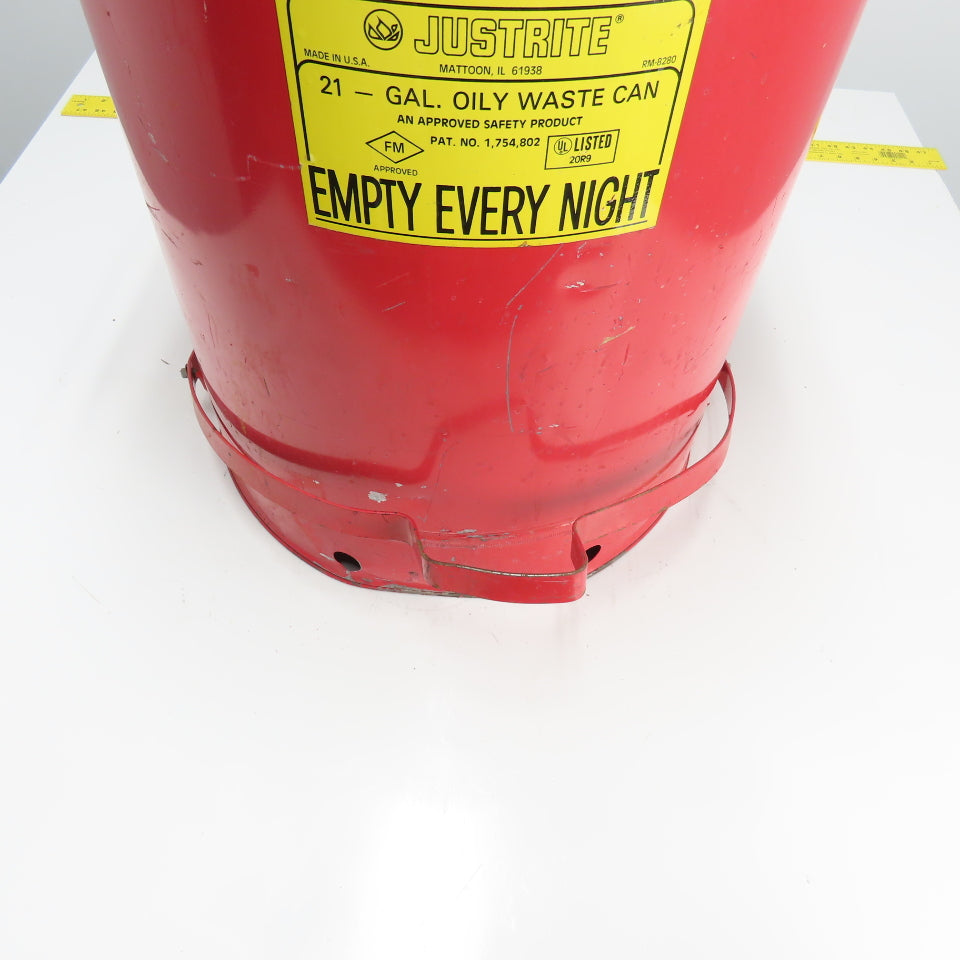 Justrite RM-8280 21-Gallon Oily Waste Can Hands Free Self Close