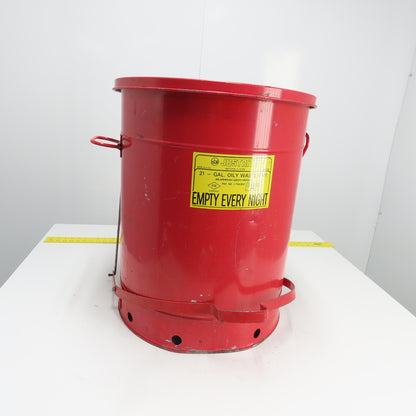 Justrite RM-8280 21-Gallon Oily Waste Can Hands Free Self Close