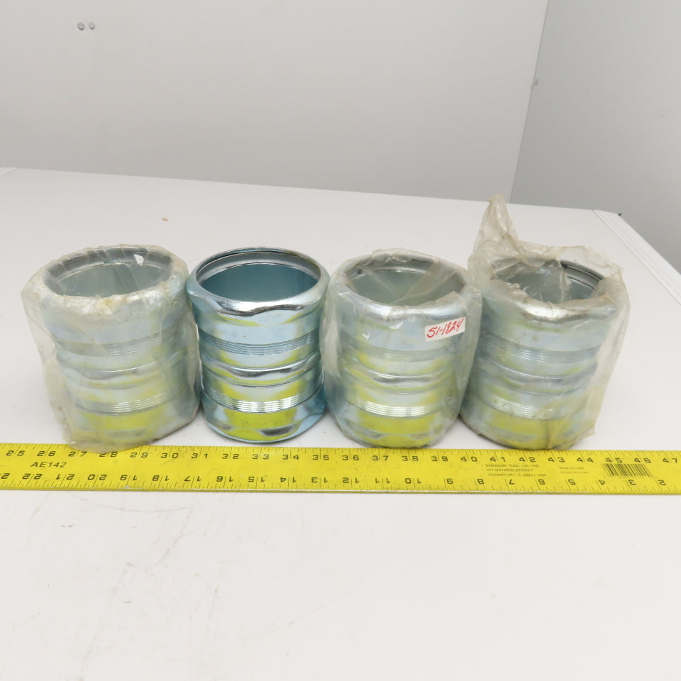 Steel City 3-1/2" Q1 EMT Compression Coupling Conduit Fitting Lot Of 4