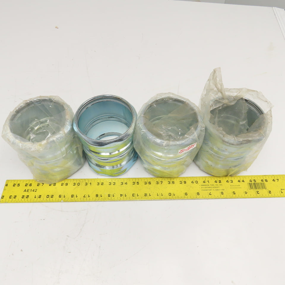 Steel City 3-1/2" Q1 EMT Compression Coupling Conduit Fitting Lot Of 4