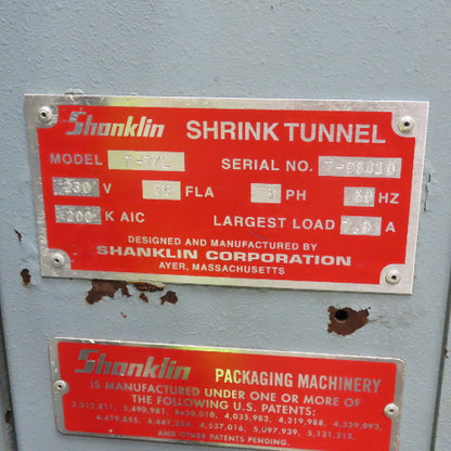 Shanklin T-7XL 22" W x 8-1/2" H Pass Thru Heat Shrink Tunnel 230V 3PH 0-92FPM