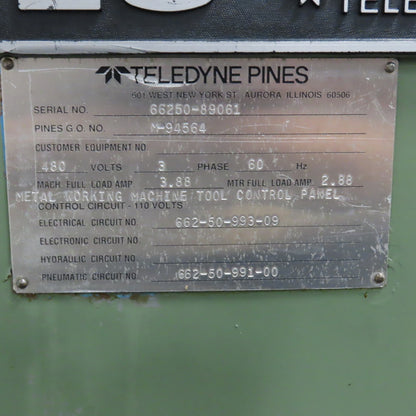Teledyne Pines M-94564 4" Tube End Finishing Machine 230V 3PH Needs PLC Repair