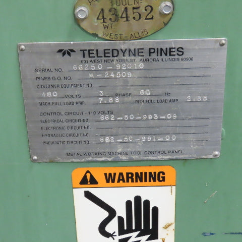 Teledyne Pines M-24509 4" Tube End Finishing Machine 230V 3PH