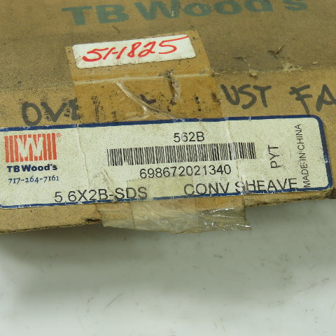 TB Woods 562B 5-7/8" OD x 1-3/4" Wide 2-Groove V-Belt Pulley Sheave 5.6x2B-SDS