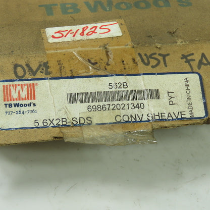 TB Woods 562B 5-7/8" OD x 1-3/4" Wide 2-Groove V-Belt Pulley Sheave 5.6x2B-SDS