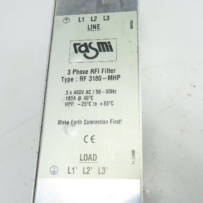Rasmi RF 3180-MHP 3PH RFI Power Line Filter 180A 480VAC