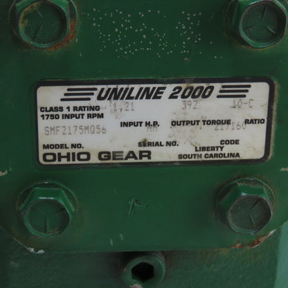 Ohio Gear SMF2175MQ56 Uline 2000 10-C Ratio Gear Reducer 1.21HP Input