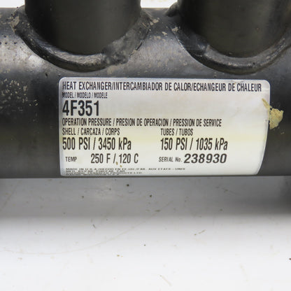 Thermal Transfer Products 4F351 Heat Exchanger 500PSI Shell 150PSI Tube