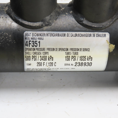 Thermal Transfer Products 4F351 Heat Exchanger 500PSI Shell 150PSI Tube