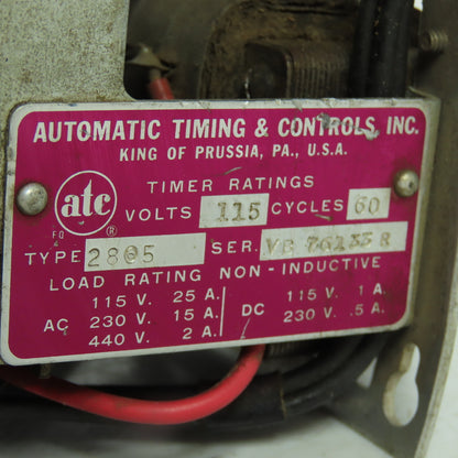 Automatic Timing & Controls 2805 Set Timer 115V 60 Cycles