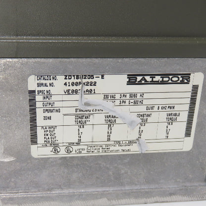 Baldor ZD18H205-E 7.5HP AC Vector Drive 230VAC 3Ph