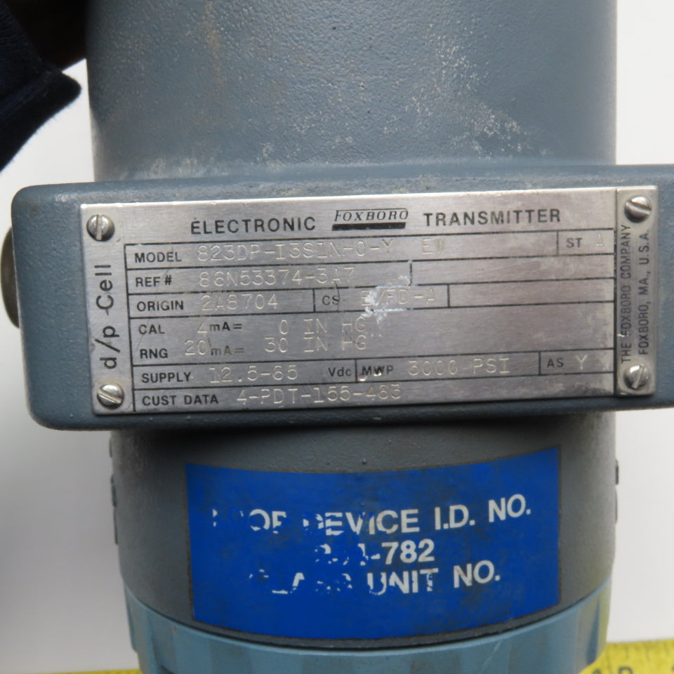 Foxboro 823DP-I3S1NH0-Y Electronic Transmitter & Manifold MWP 3000PSI 12.5-42VDC