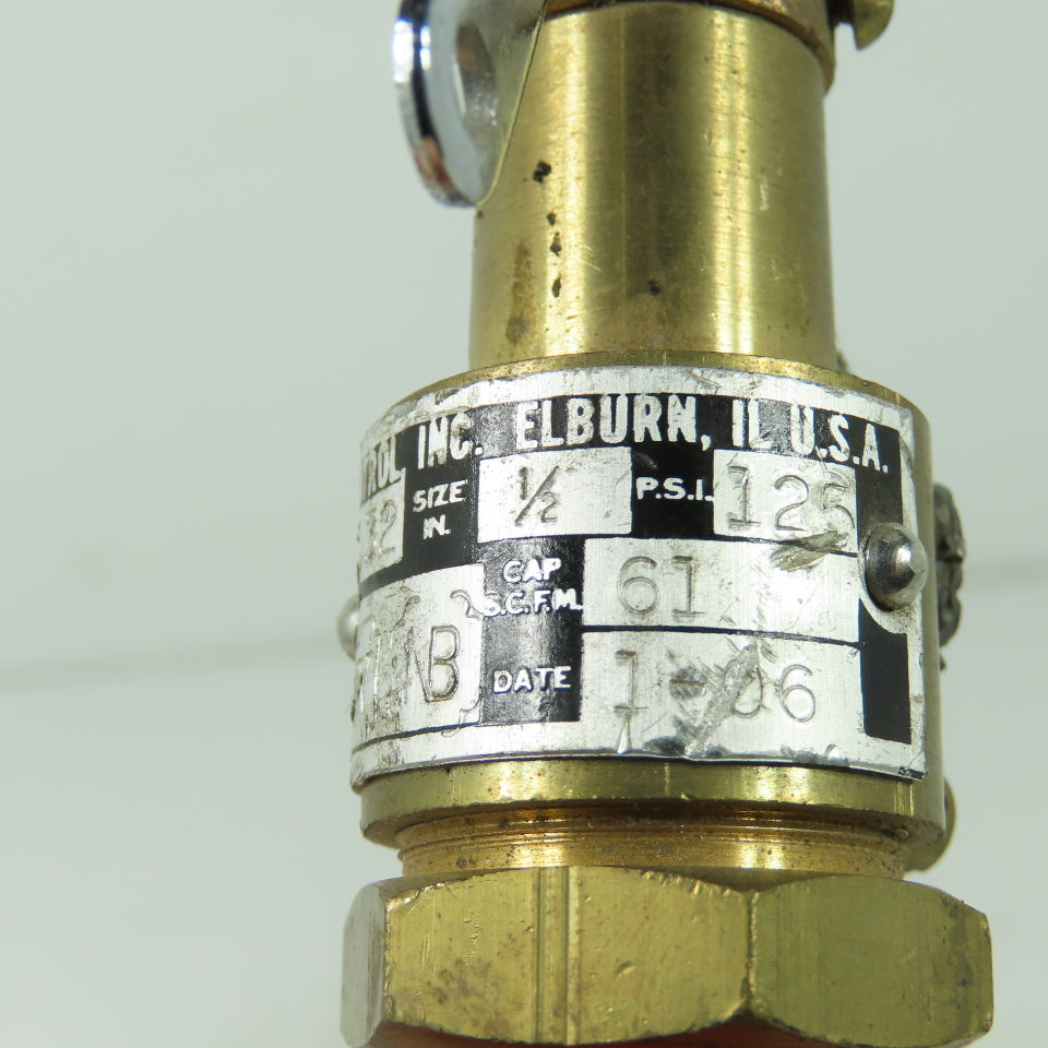 Aquatrol No. 132 Safety Relief Valve 1/" 125PSI 61SCFM