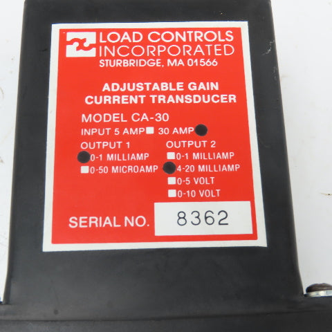 Load Controls Inc. Model CA-30 30 Amp Adjustable Gain Current Transducer