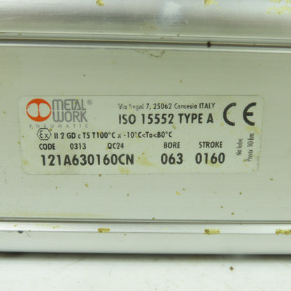 Metal Work 121A630160CN Double Acting Pneumatic Cylinder 63mm Bore 160mm Stroke
