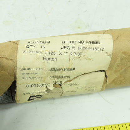 Norton 53A80-LVBE 1.125" x 1" x 3/8" Grinding Wheel GWBG260 Lot Of 16