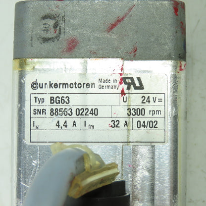 Dunkermotoren BG63 Gear Motor 24V 3300RPM W/ PLG50 64:1 / RE30-2-500