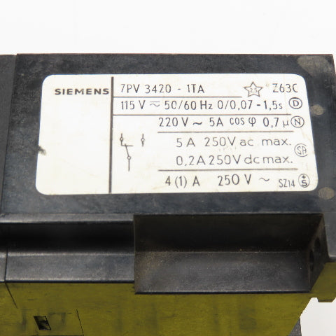 Siemens 7PV-3420-1TA 0.07-1.5s Timing Relay 250V AC/DC Max