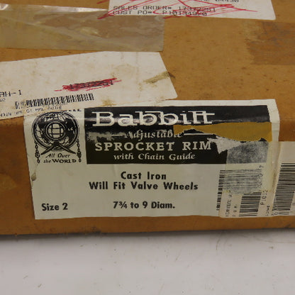 Babbitt Size 2 7-3/4" To 9" Dia. Adjustable Sprocket Rim Cast Iron
