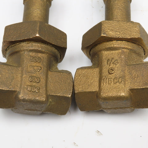 Nibco T-174-A 1/4" Bronze Gate Valve 600 WOG NOS Lot Of 2
