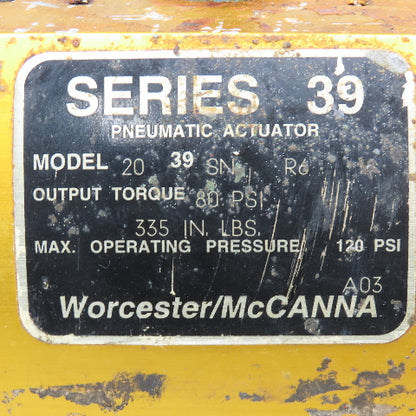 Worcester/McCanna Series 39 Model 20 80PSI Torque Pneumatic Valve Actuator