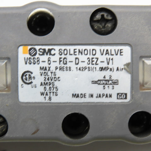 SMC VSS8-6-FG-D-3EZ-V1 5/2 Position Pneumatic Solenoid Valve Detent 24VDC