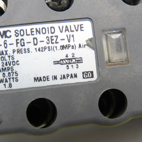 SMC VSS8-6-FG-D-3EZ-V1 5/2 Position Pneumatic Solenoid Valve Detent 24VDC