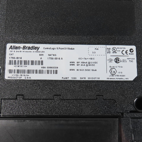 Allen Bradley 1756-IB16 Ser A ControlLogix 16 Point DC Input Module (Clean)