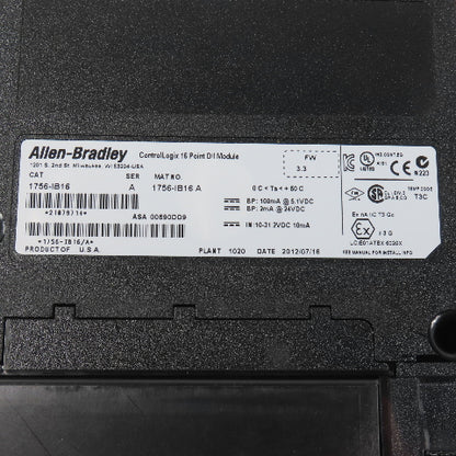 Allen Bradley 1756-IB16 Ser A ControlLogix 16 Point DC Input Module (Clean)