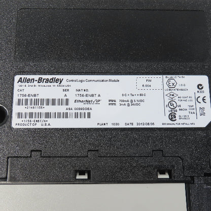 Allen Bradley 1756-ENBT Ser A ControlLogix Communication Module FW 6.004 (Clean)