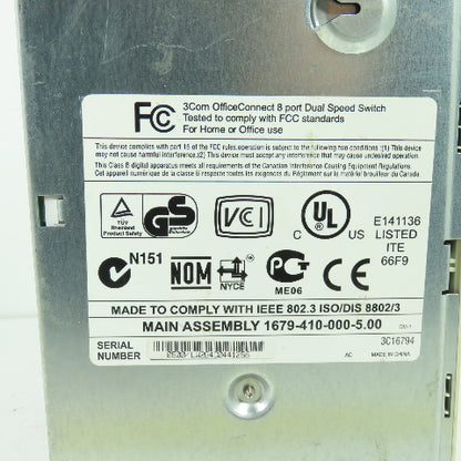3Com 1679-410-000-5.00 OfficeConnect Dual Speed Switch 8