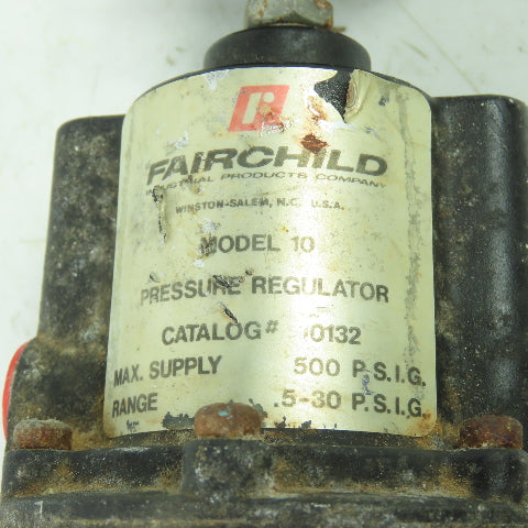 Fairchild 10132 Model 10 Pressure Regulator 500PSI Max .5-30PSI Range