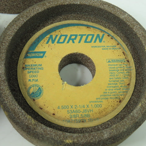 Norton 53A60-J8VH 4.500" x 2-1/4" x 1.000" Grinding Wheel 5090RPM Lot Of 5