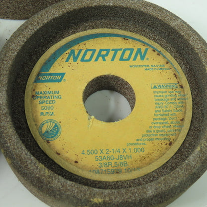 Norton 53A60-J8VH 4.500" x 2-1/4" x 1.000" Grinding Wheel 5090RPM Lot Of 5