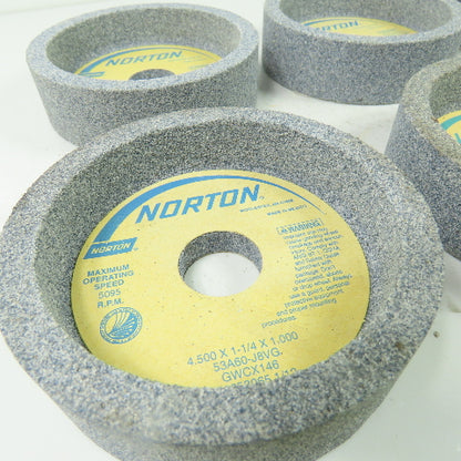 Norton 53A60-J8VH 4.500" x 1-1/4" x 1.000" Grinding Wheel 5095RPM Lot Of 6