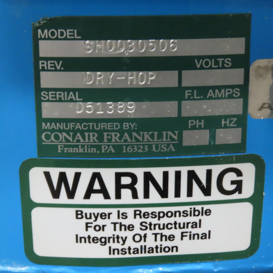 Thoreson McCosh TD-40 0.5HP Desiccant Dryer 40PPH 480V W/Conair Franklin Hopper