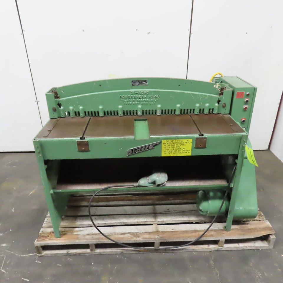 Di-Acro No. 48 48" 16 GA. Mechanical Power Shear W/ Backgauge 208V 3-Phase