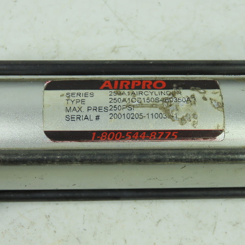 Airpro 250A1CB150S4B4350AB Double Acting Pneumatic Cylinder 1.5" Bore 3.5"Stroke