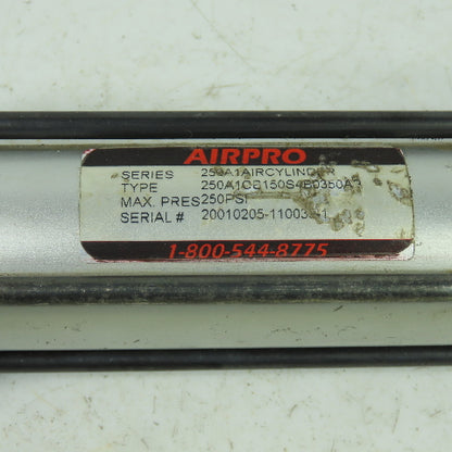 Airpro 250A1CB150S4B4350AB Double Acting Pneumatic Cylinder 1.5" Bore 3.5"Stroke