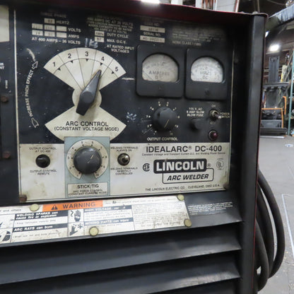 Lincoln DC-400 36VDC Arc Stick Welder 400A 230/460V 3PH 94' Whip & Wheel Package