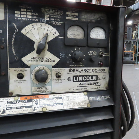 Lincoln DC-400 36VDC Arc Stick Welder 400A 230/460V 3PH 94' Whip & Wheel Package