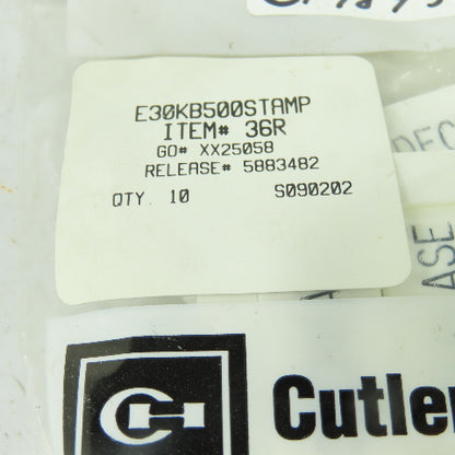 Cutler-Hammer E30KB500 STAMP Decrease White Button Blank Lot Of 10
