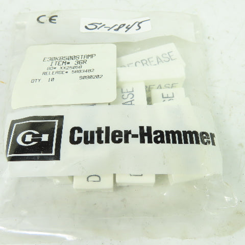 Cutler-Hammer E30KB500 STAMP Decrease White Button Blank Lot Of 10