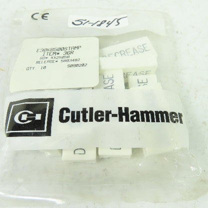 Cutler-Hammer E30KB500 STAMP Decrease White Button Blank Lot Of 10
