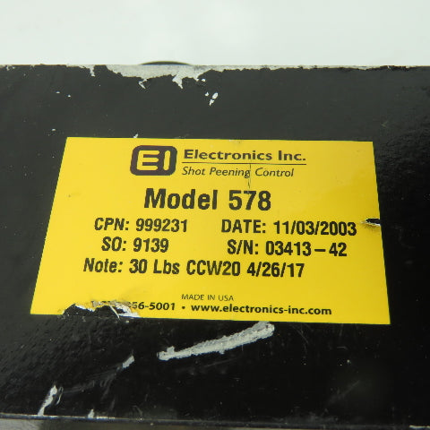 Electronics Inc. 999231 1578 MagnaValve Shot Peening Control 30 Lbs./Min CCW20