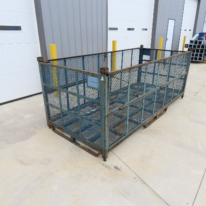 112"x48"x36" H Stackable Expandable Metal Container Crate Bin W/ Fold Down Sides