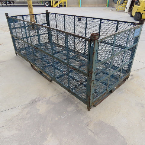 112"x48"x36" H Stackable Expandable Metal Container Crate Bin W/ Fold Down Sides