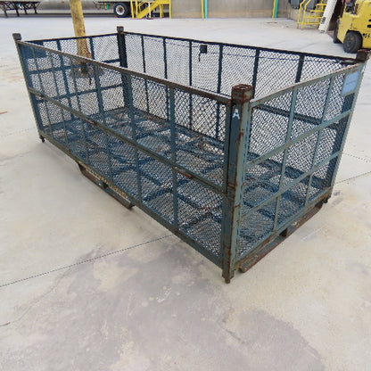 112"x48"x36" H Stackable Expandable Metal Container Crate Bin W/ Fold Down Sides