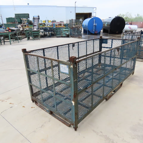 112"x48"x36" H Stackable Expandable Metal Container Crate Bin W/ Fold Down Sides